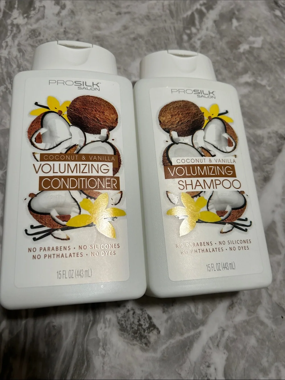 ProSilk Coconut & Vanilla Volumizing Shampoo and Conditioner - White